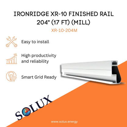 This is an image of XR Rails Ironridge XR-10 Finished Rail 204" (17ft) MILL