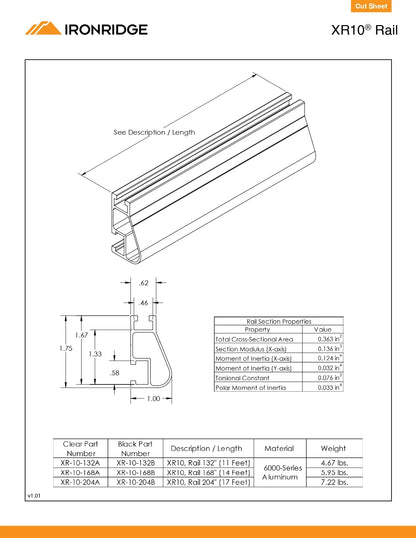 XR-10-204M low profile black roof rails