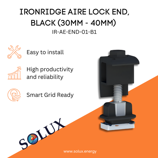 This is an image of Clamp Ends Ironridge Lock End, Black (30mm - 40mm) (Priced as each)