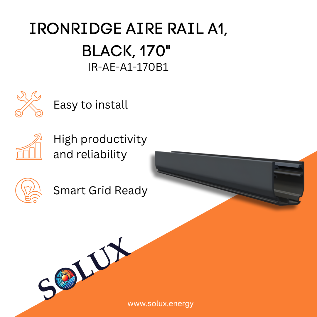 This is an image of Ironridge Aire Rail A1, Black 170 ' (Priced as each)