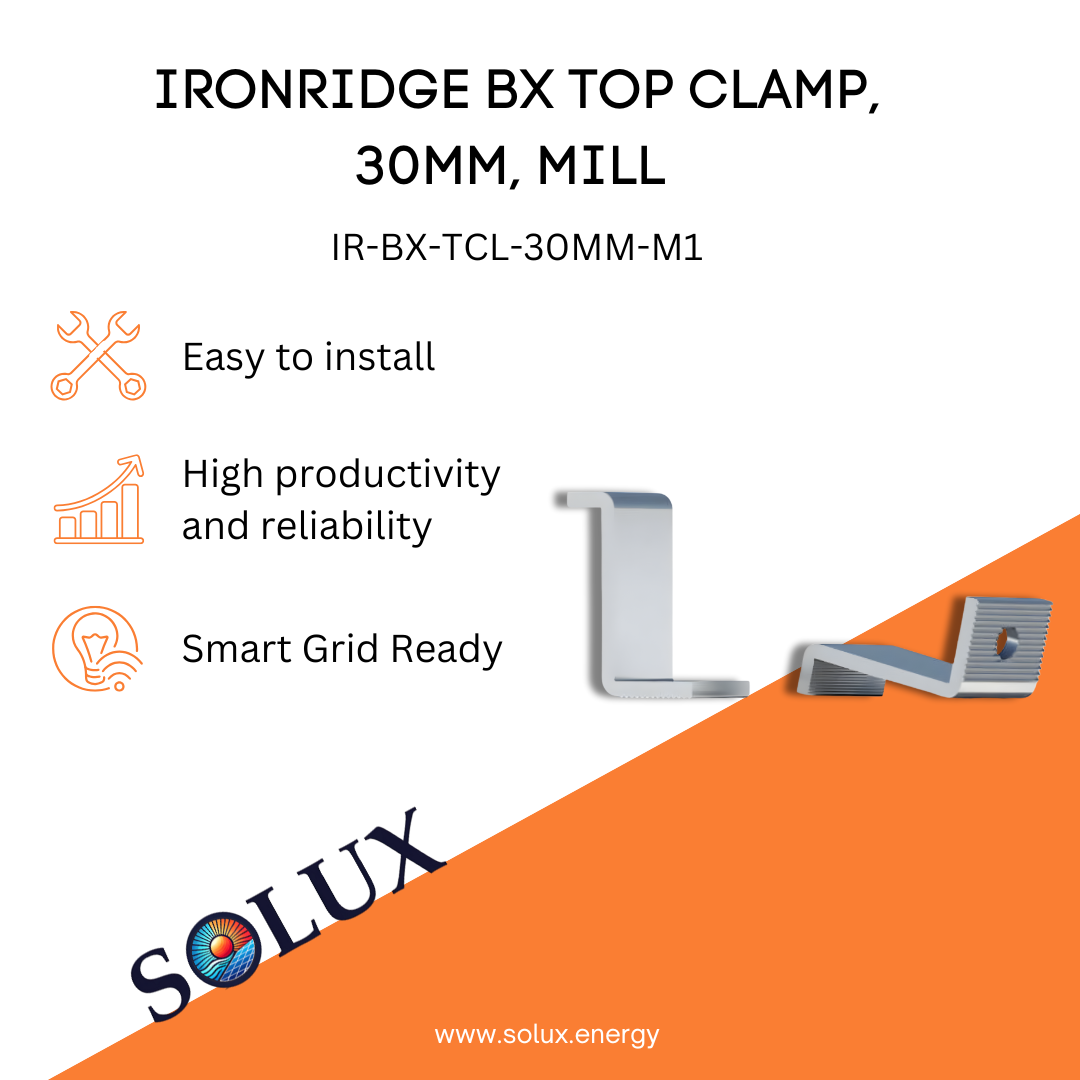 This is an image of Ironridge BX Top Clamp, 30mm, Mill (Priced as each)