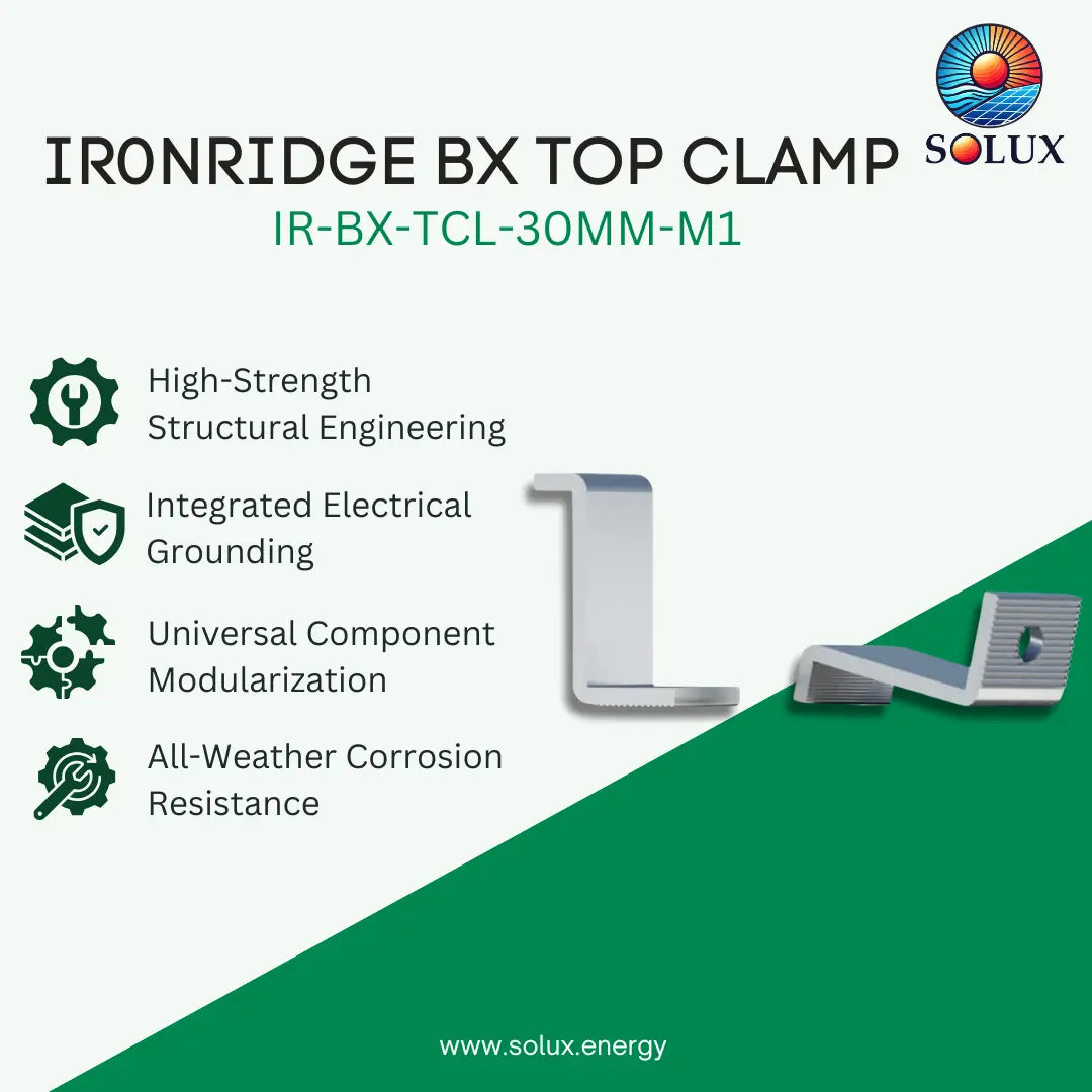Ironridge BX Top Clamp, 30mm, Mill (Priced as each)
