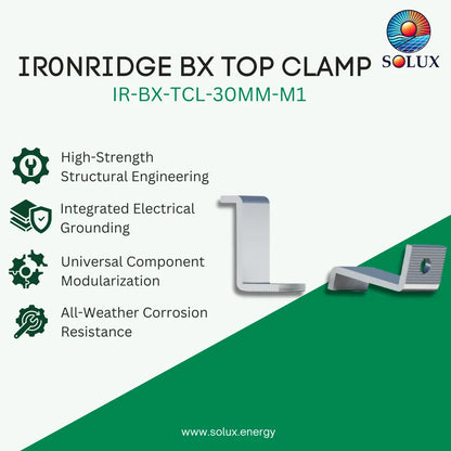 Ironridge BX Top Clamp, 30mm, Mill (Priced as each)