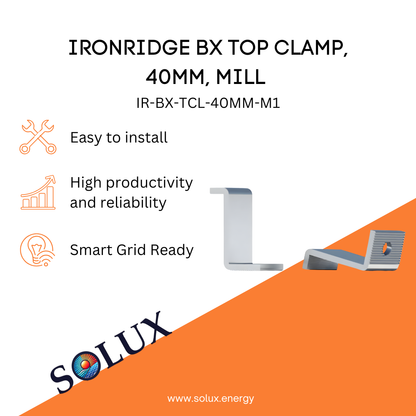 This is an image of 40 mm Clamp - Ironridge BX Top Clamp, Mill