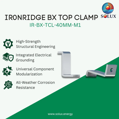 Ironridge BX Top Clamp, 40mm, Mill (Priced as each)