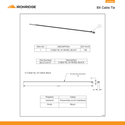 IR-BX-CT-UV-P1 black uv cable ties