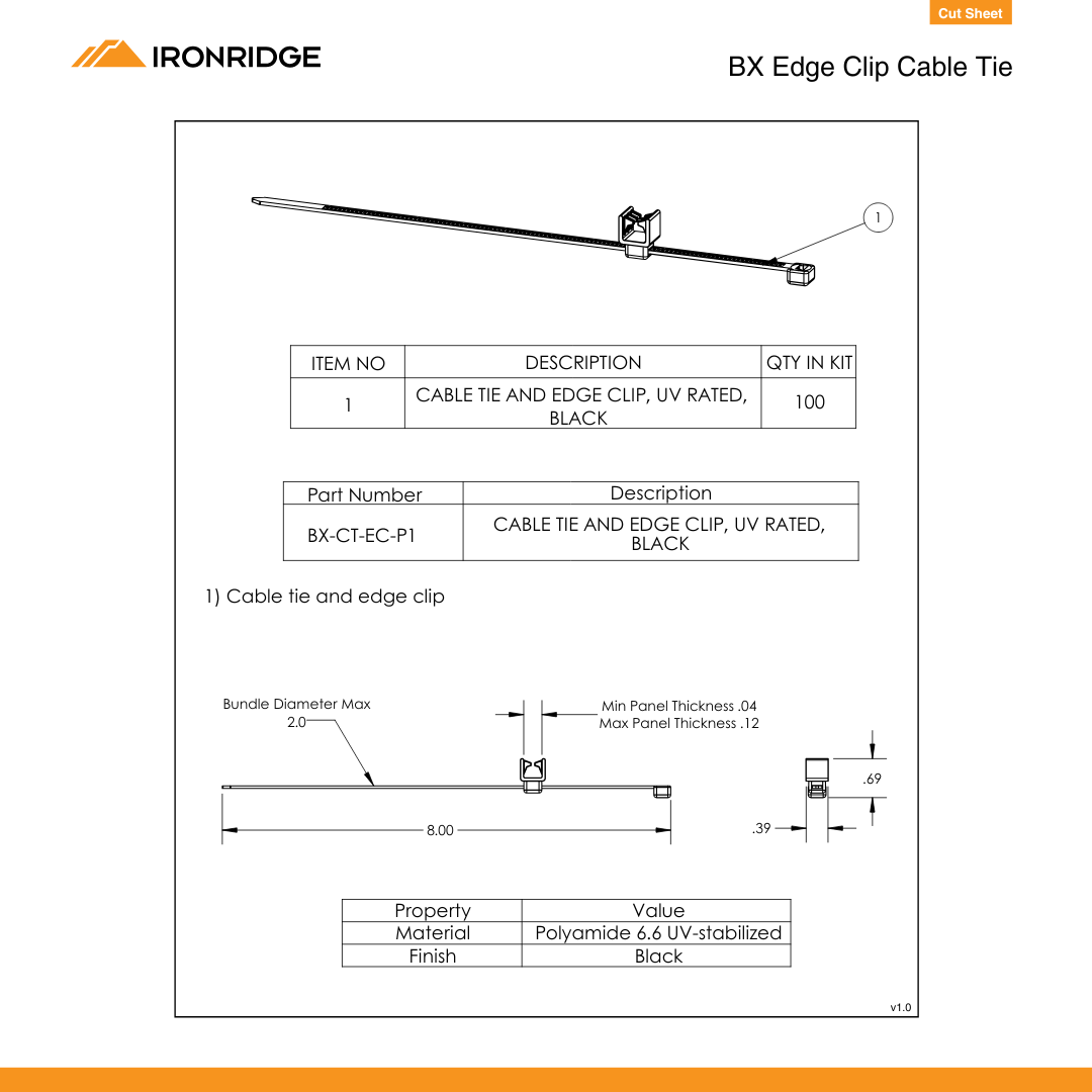 IR-BX-CT-EC-P1 uv rated cable ties​
