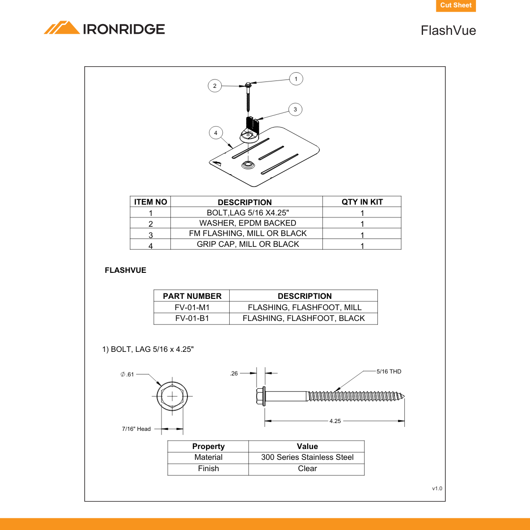 IR-FV-01-M1 flashing for solar panels​