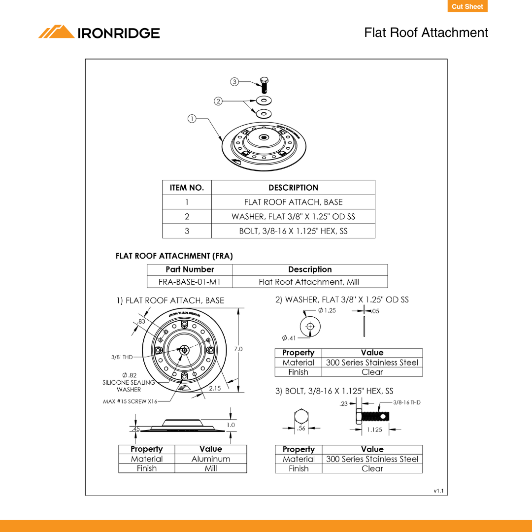 IR-FRA-BASE-01-M1 flat roof solar mounting