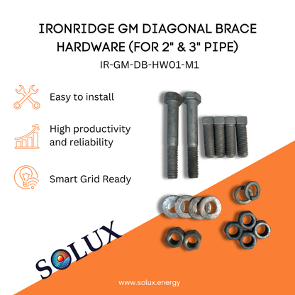 This is an image of Diagonal Brace Hardware | Ironridge GM 2" & 3" Pipe Kit