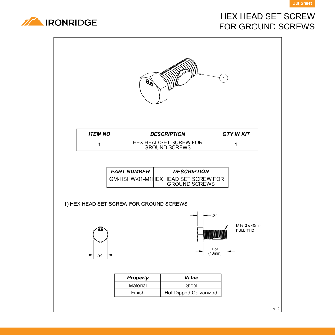 IR-GM-HSHW-01-M1 hex head screws​