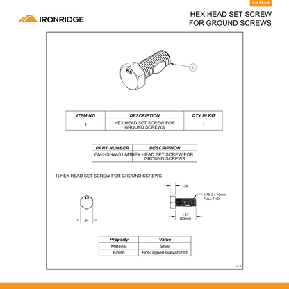 IR-GM-HSHW-01-M1 hex head screws​