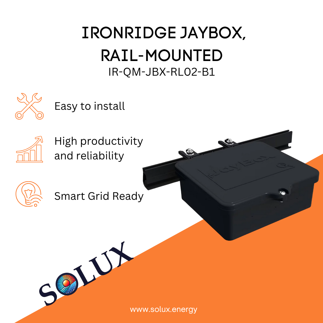 This is an image of Rail Mount Ironridge JayBox Junction Box