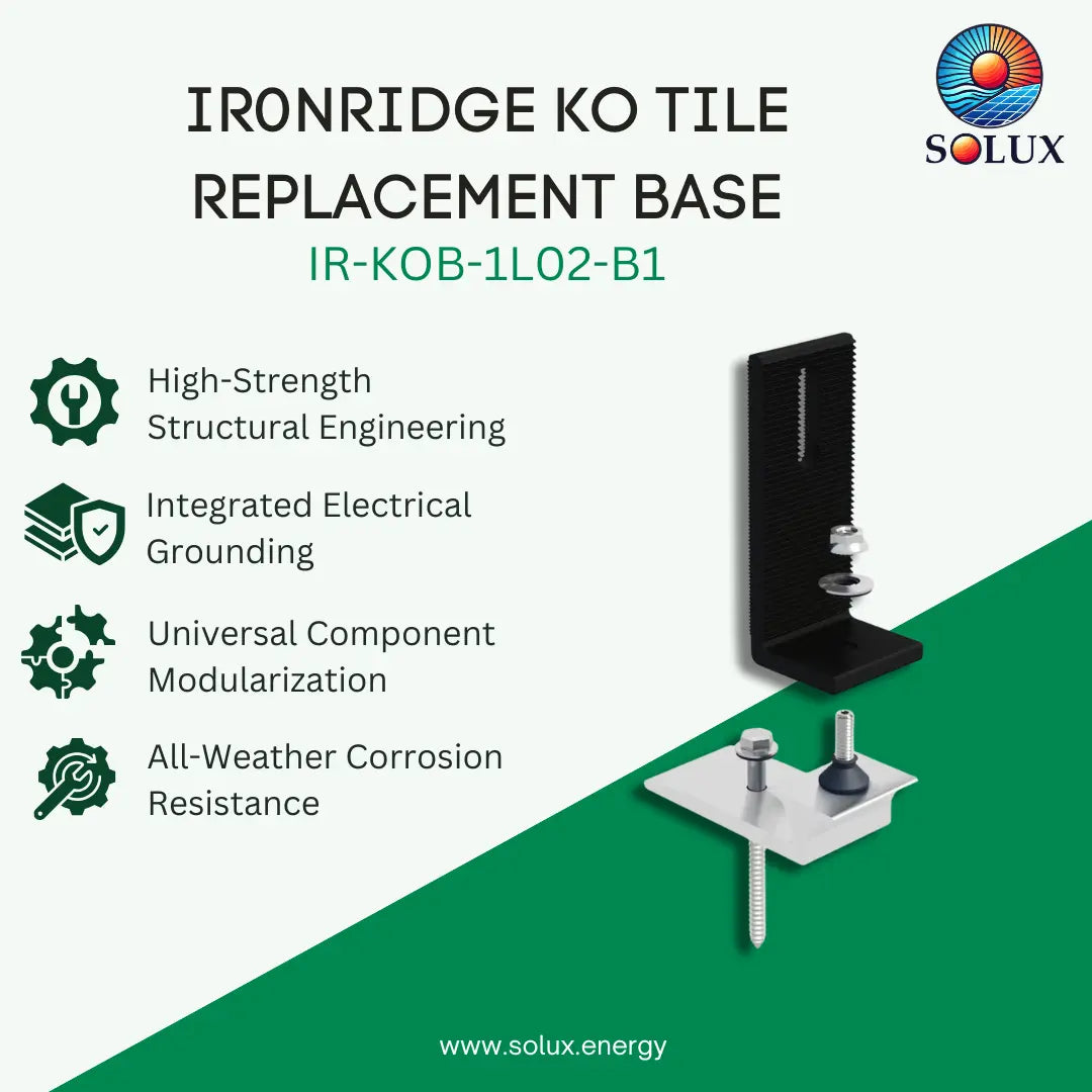 Ironridge KO Tile Replacement Base (Incl. 1 L-Foot (Black), 1 Lag and Hardware) (Priced as each)