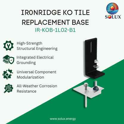 Ironridge KO Tile Replacement Base (Incl. 1 L-Foot (Black), 1 Lag and Hardware) (Priced as each)