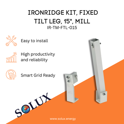 This is an image of Ironridge Tilt Leg Kit Fixed 15" Mill Finish