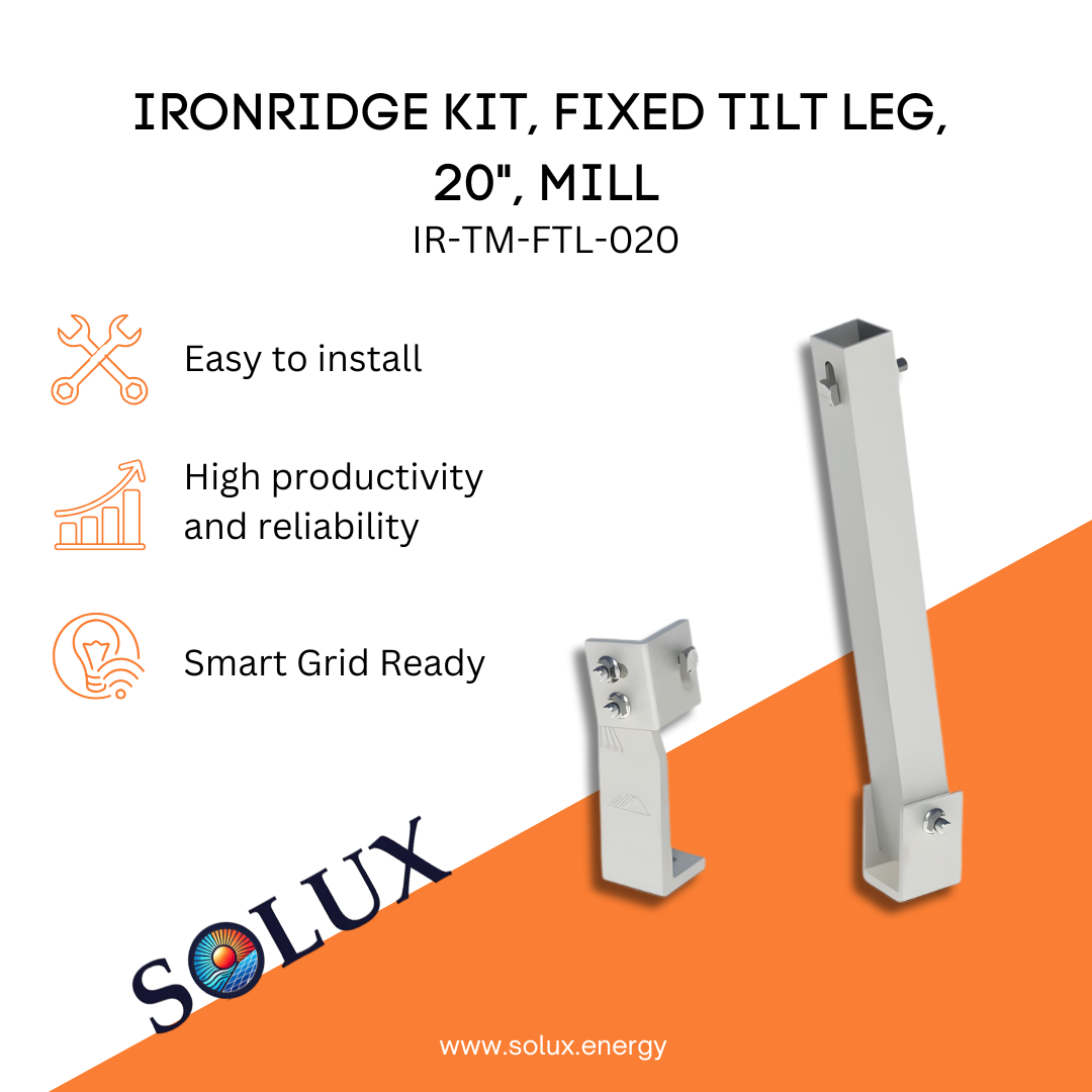 This is an image of Solar Panel Tilt Legs by Ironridge Fixed 20" Mill Kit