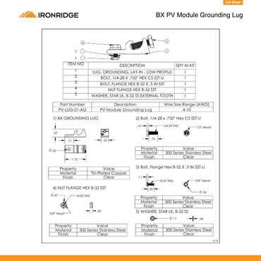 IR-PV-LUG-02-A1 ironridge grounding lug