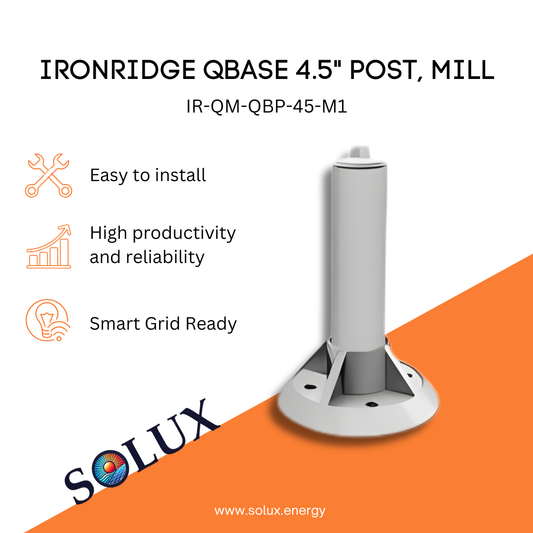 This is an image of Post Mount Ironridge QBase 4.5" Post to Rack HW