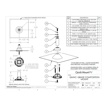 IR-QMNC-A-12 composite roof solar mount​