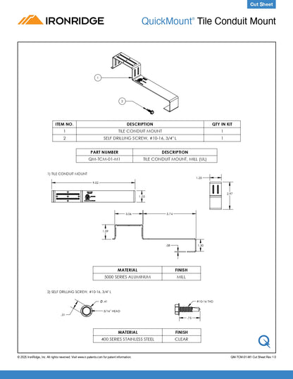 IR-QM-TCM-01-M1 rack mount hardware​