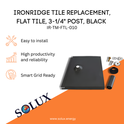 This is an image of Tile Flashing Replacement Ironridge Flat Tile 3.25" Black