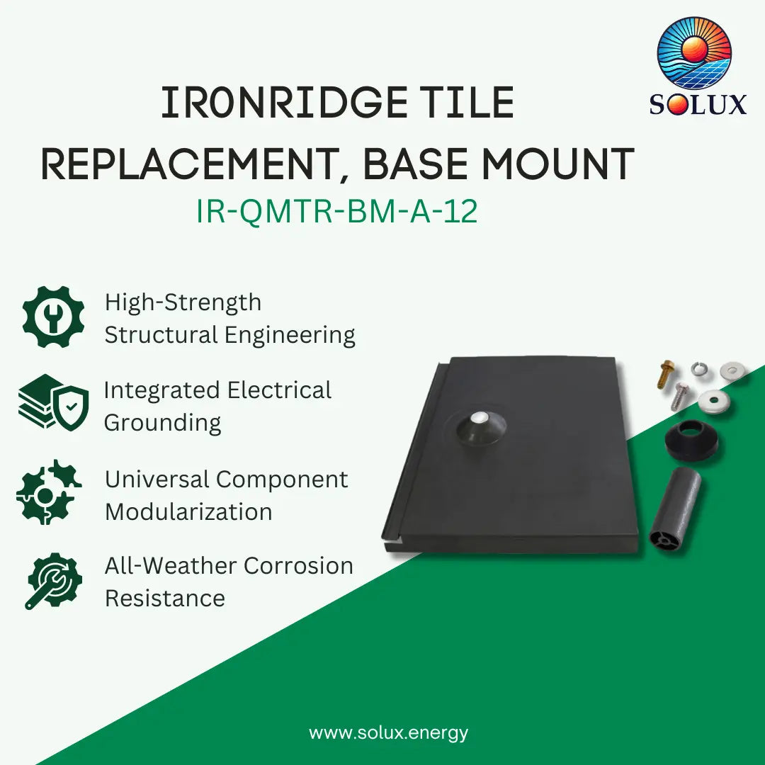 Ironridge Tile Replacement, Flat Tile, 3-1/4" Post, Black (Priced as each)