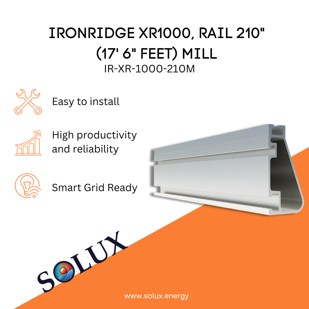 This is an image of Solar Rail Mount Ironridge XR1000, 210" (17' 6" Ft) Mill