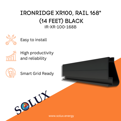 This is an mage of Iron Ridge XR100, Rail 168" (14 Feet) Black, US Production