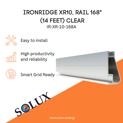 This is an image of XR10 Rail Ironridge 14FT Clear Mounting Rail