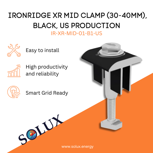 This is an image of Solar Panel Mid Clamps - Ironridge XR 30-40mm Black US