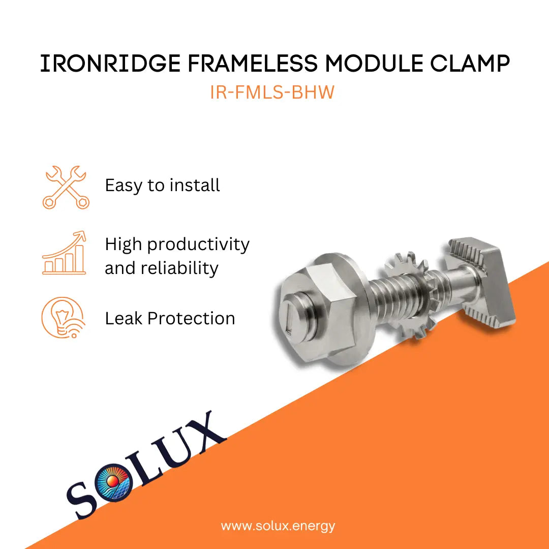 This is an image of Ironridge Frameless Solar Module Clamps (IR-FMLS-BHW)
