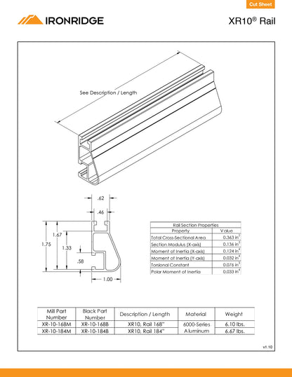 IR-XR-10-168M-US solar rails