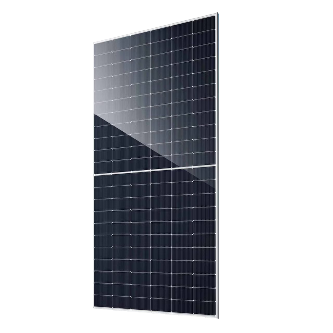 Product Image of JAM66-D45-620LB, a silver-framed bifacial solar panel from JA Solar, on white.