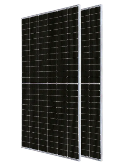 JKM580N-72HL4-BDV a silver-framed bifacial solar panel with monocrystalline silicon cells.