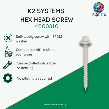 K2 Systems 4000310 DR #14 x 3’’ x 5/16 Hex Head Screw