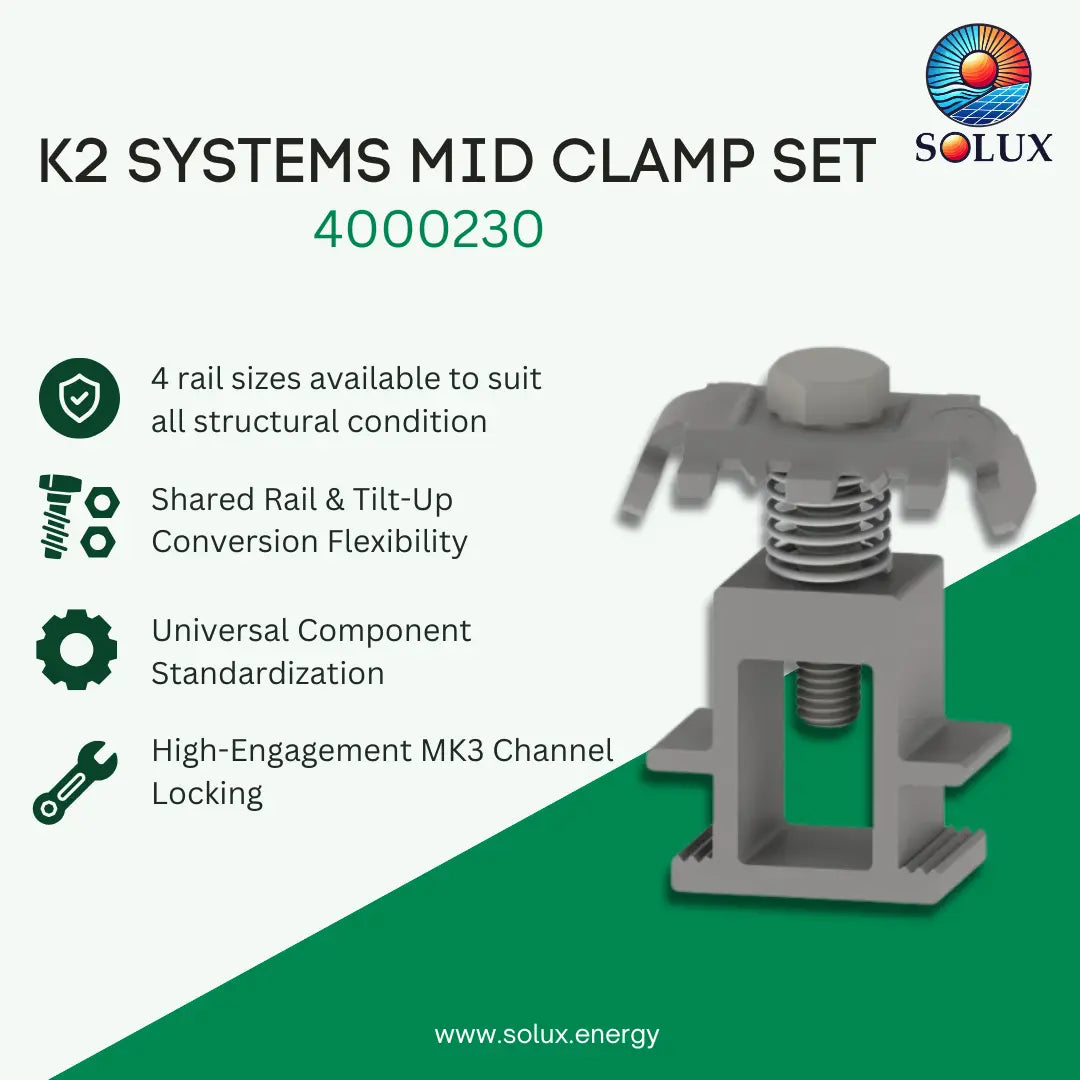 K2 Systems 4000230 Mid Clamp Set, M8X40, Mill