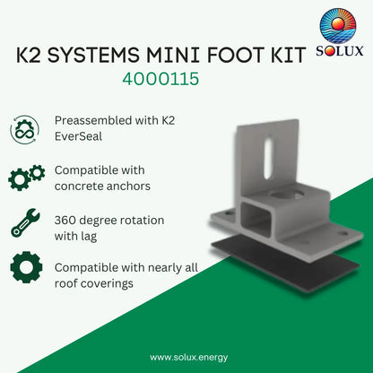 K2 Systems 4000718 Mini Foot XL Kit, Mill with Everseal