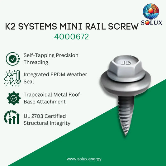 K2 Systems 4000672 Mini Rail Screw with EPDM