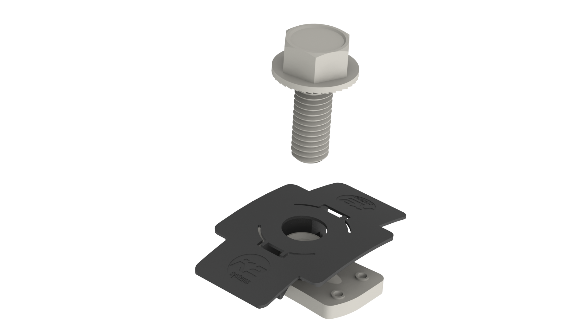 K2 Systems 4000629-H-US Domestic MLPE Mount Opt. Mounting Kit a metal bracket and bolt on a white background