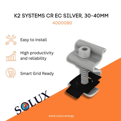This is an image of Rail End Clamp, Silver 30-40mm | K2 Systems