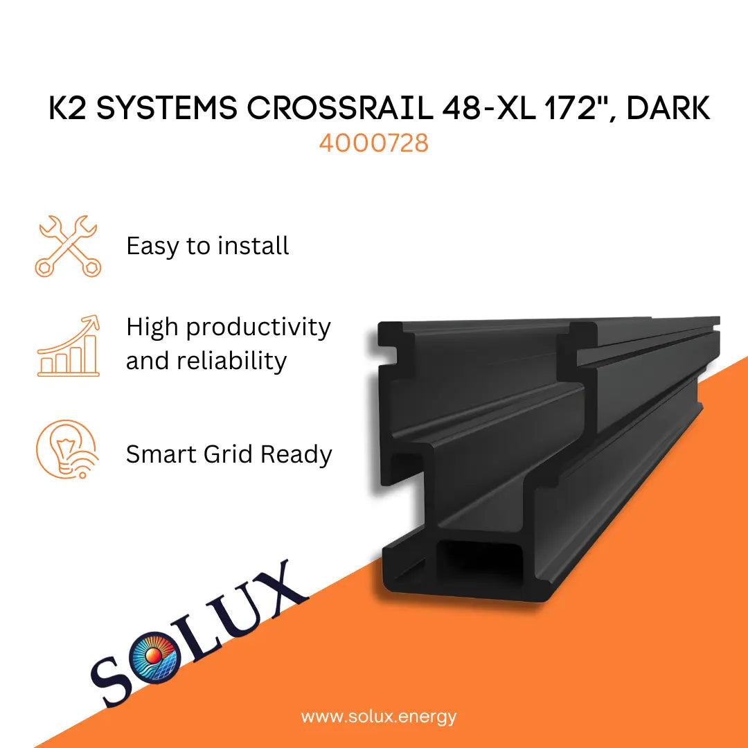 This is an image of Dark Anodized Aluminum K2 Rail 48-XL 172''
