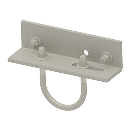 K2 Systems Everest 3 inch Pipe-Bracket Kit (4000175) structural mounting hardware with U-bolt and dual-bolt assembly, isolated on a white background.