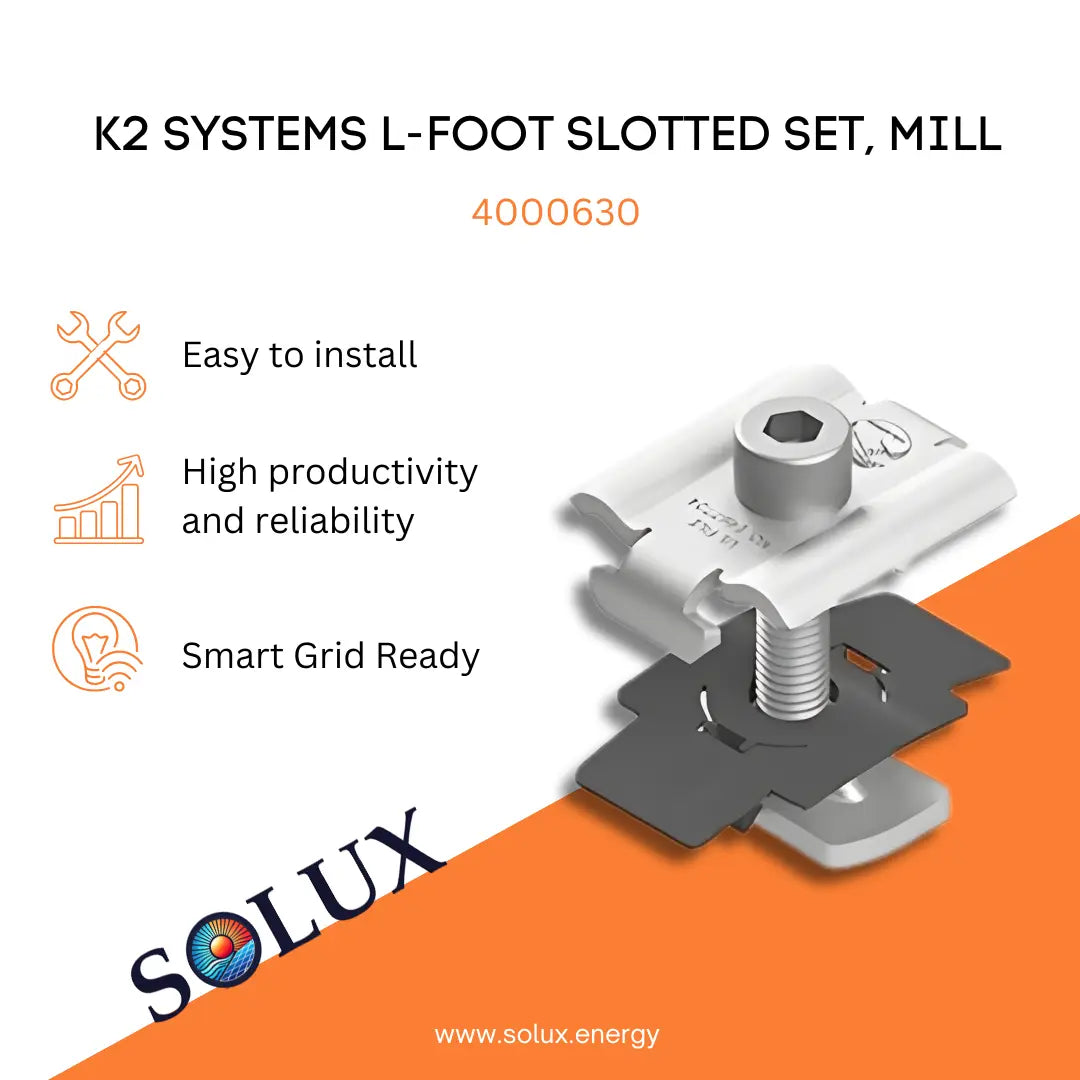 This is an image of K2 L Feet Solar Mounting Slotted Set, Mill 4000630