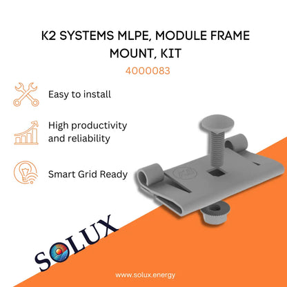This is an image of Rail less Solar Mount - K2 MLPE, Module Frame Mount, Kit