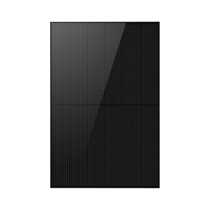 Product Image of LR5-54HPB-405M-DOM: Front view of an all-black 405W monocrystalline solar panel on a white background