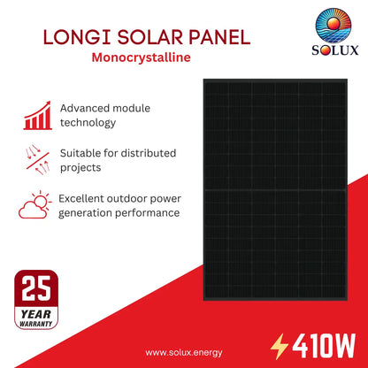 LONGI LR5-54HPB-410M 410Watts All Black Solar Panel