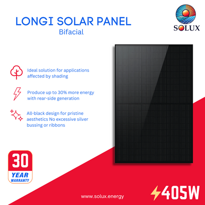 This is an iameg of Longi Bifacial Solar Modules 405Watt LR5-54HABB-405M