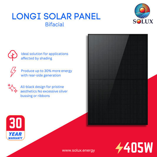 This is an iameg of Longi Bifacial Solar Modules 405Watt LR5-54HABB-405M