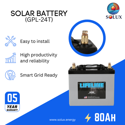 This is an image of Lifeline GPL-24T  12V 80Ah AGM Sealed Battery